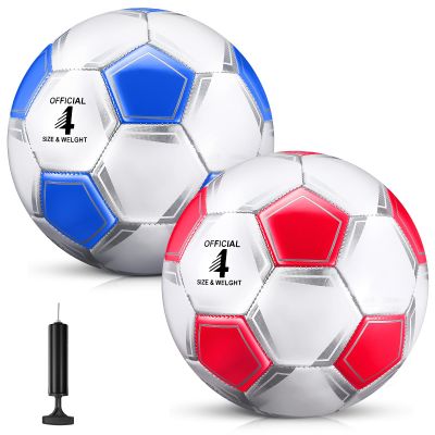 HyDren 2 Pcs Soccer Balls with Pump Official Size Soccer Ball for Game Training Indoor Outdoor Sport Gift for Child Youth Adult Back to School(Pentagram Style,Size 4)