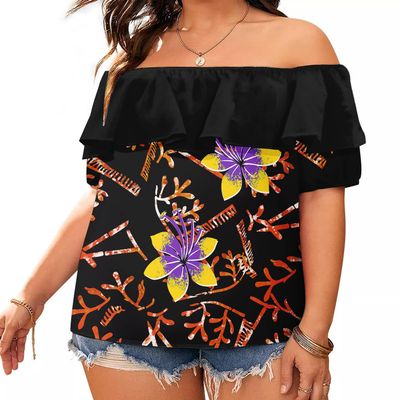 2022 Tops for Women Hawaiian Ruffle Blouses Casual Puff Sleeve Off Shoulder Women Tops Tops for WomenChiffon Shirts Vestidos Elegantes para Mujer