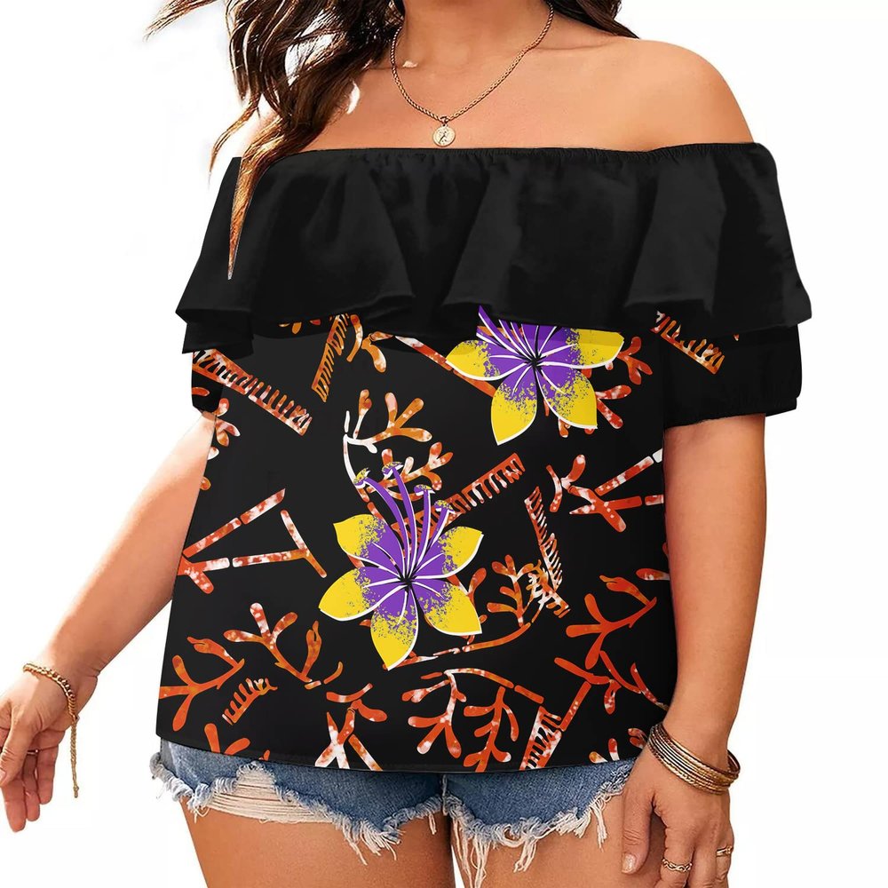 2022 Tops for Women Hawaiian Ruffle Blouses Casual Puff Sleeve Off Shoulder Women Tops Tops for WomenChiffon Shirts Vestidos Elegantes para Mujer