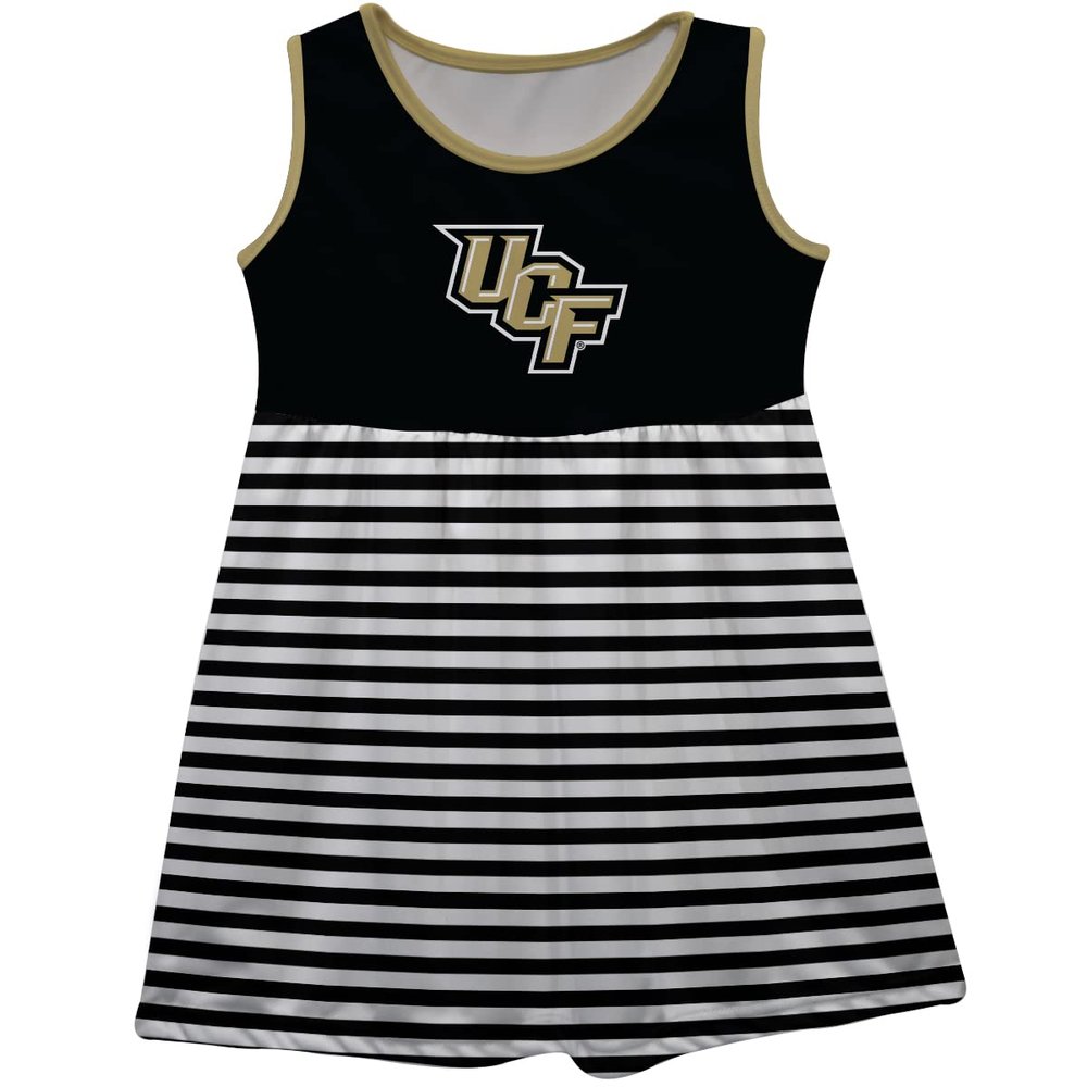 Vive La Fete UCF Knights Black and White Sleeveless Tank Dress with Stripes on Skirt