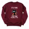 Onlyqualityseller It's Fine I'm Fine Everything is Fine Sweatshirt, Sarcastic Outfit for Women, Funny Graphic Long Sleeve for Adults, Plus Size Hooded and Sweater, Gift for Her (Burning) view 2