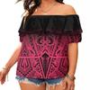 2022 Tops for Women Hawaiian Ruffle Blouses Casual Puff Sleeve Off Shoulder Women Tops Tops for WomenChiffon Shirts Vestidos Elegantes para Mujer view 1