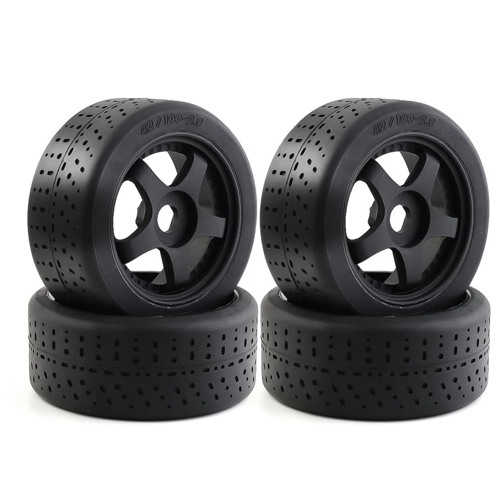 4pcs 100mm Pre-Mounted Wheels Tires 2.9 5-Spoke 17mm Hex 42 Wide for Arrma Felony Infraction 6S BLX Typhon 3S 6S MEGA550 Limitless Roller Upgrade Parts