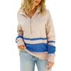 GAOJU Sweaters for Women Casual Sweatshirts Long Sleeve 1/4 Zip Pullover Polo V Neck Sweater for Women Blue view 1