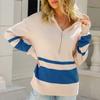 GAOJU Sweaters for Women Casual Sweatshirts Long Sleeve 1/4 Zip Pullover Polo V Neck Sweater for Women Blue view 2