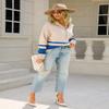 GAOJU Sweaters for Women Casual Sweatshirts Long Sleeve 1/4 Zip Pullover Polo V Neck Sweater for Women Blue view 4