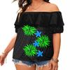 2022 Tops for Women Hawaiian Ruffle Blouses Casual Puff Sleeve Off Shoulder Women Tops Tops for WomenChiffon Shirts Vestidos Elegantes para Mujer view 1