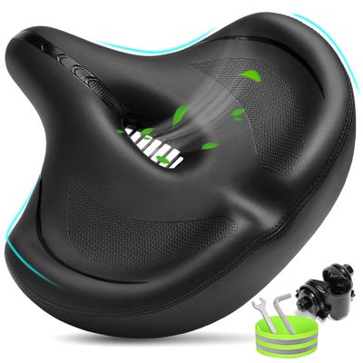 CDYWD Oversized Bike Seat for Men & Women Comfort, Extra Wide Bicycle Seat Cushion, Comfortable Soft Padded, Large Replacement Saddle for Peloton, Stationary Exercise Bike, Cruiser, City Bike, Ebike