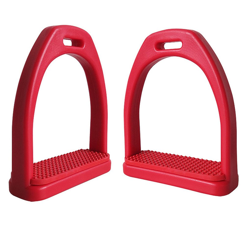 BOOFIRE New Generation Horse Stirrups for Saddle English Equestrian Stirrups for Kid Adlut Horse Riding Stirrups with Removable Rubber Anti-Skid Pad (Junior, Red)