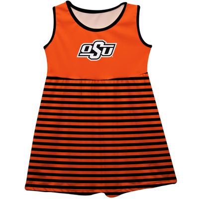 Vive La Fete OSU Cowboys Orange and Black Sleeveless Tank Dress with Stripes on Skirt