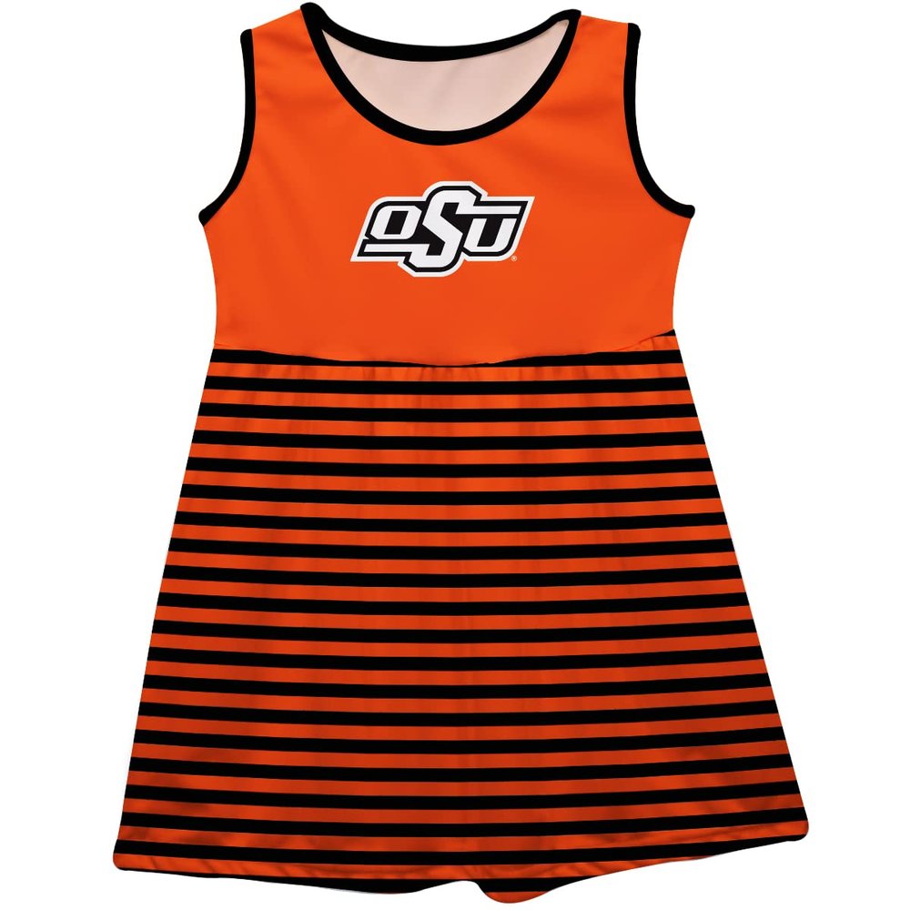 Vive La Fete OSU Cowboys Orange and Black Sleeveless Tank Dress with Stripes on Skirt