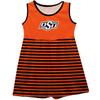 Vive La Fete OSU Cowboys Orange and Black Sleeveless Tank Dress with Stripes on Skirt view 1