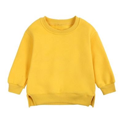 Toddler Boys Girls Pullover Fleece Sweatshirt Children's Solid Winter Sweater Top Coat Girls (Yellow, 12-24 Months)