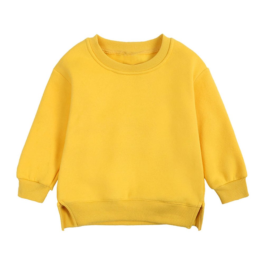 Toddler Boys Girls Pullover Fleece Sweatshirt Children's Solid Winter Sweater Top Coat Girls (Yellow, 12-24 Months)