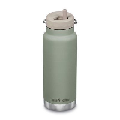 Klean Kanteen TKWide Insulated Bottle  Twist Cap, Steel Straw  Travel/Sports  Sea Spray 32 oz