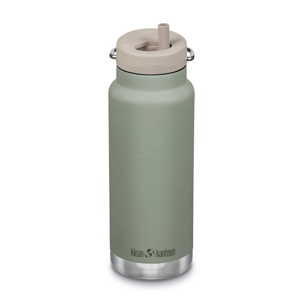 Klean Kanteen TKWide Insulated Bottle Twist Cap, Steel Straw Travel/Sports Sea Spray 32 oz