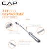 CAP Barbell 7-Foot Olympic Barbell, 44 lb Chrome Bar with 28mm Grip | 2-Inch Olympic Weightlifting Bar for Squats, Deadlifts, Bench Press, Rows, and Curls view 3