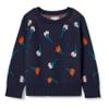 Amazon Essentials Girl's Pullover Crewneck Sweater, Dark Navy, Flower Stems, Large view 1