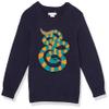 Amazon Essentials Boys' Cotton Knit Pullover Crewneck Sweater, Dark Navy Snake, Medium view 1