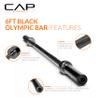 CAP Barbell 6-Foot Solid Olympic Bar, Black (2-Inch) view 3