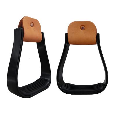 BOOFIRE Horse Stirrups for Saddle Western Leather Equestrian Stirrups Horse Riding Stirrups with Rubber Anti-Skid Pad New Generation (Sliver)