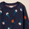 Amazon Essentials Girls' Knitted Pullover Crewneck Sweater, Dark Navy Flower Stems, Medium view 4