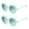 2PCS Round Flower Sunglasses for Girls White Flower Shaped Cute Glasses UV 400 Protection Outdoor Beach Girl Boy Gifts view 1