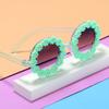 2PCS Round Flower Sunglasses for Girls White Flower Shaped Cute Glasses UV 400 Protection Outdoor Beach Girl Boy Gifts view 3