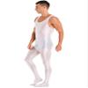 YiZYiF Men's Spandex Ballet Sleeveless Full Body Tight Jumpsuit Unitards Dance Costumes White X-Large view 4