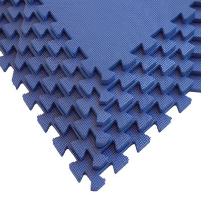 Get Rung Interlocking Foam Floor Tiles for MMA & Home Gym | 3/8" Thick EVA Mat with Tatami Texturing | Blue