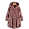 NOKMOPO Winter Coats For Women Fashion Casual Plus Size Button Plush Top Hooded Panel Loose Cardigan Cozy Wool Warm Coat Winter Long Jacket Tops(B-Pink,3X-Large) view 2