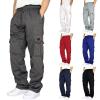Men's Heavyweight Fleece Cargo Sweatpants Stretch Elastic Waist Athletic Workout Jogger Pants Drawstring Sport Trousers view 4