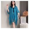 Gold Wire Split Shawl,Women Dinner Dress with Decorative Tassel Hollowed Out Sunscreen Scarf Ponchos Capes (Color : Gray) view 1