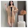Gold Wire Split Shawl,Women Dinner Dress with Decorative Tassel Hollowed Out Sunscreen Scarf Ponchos Capes (Color : Gray) view 3