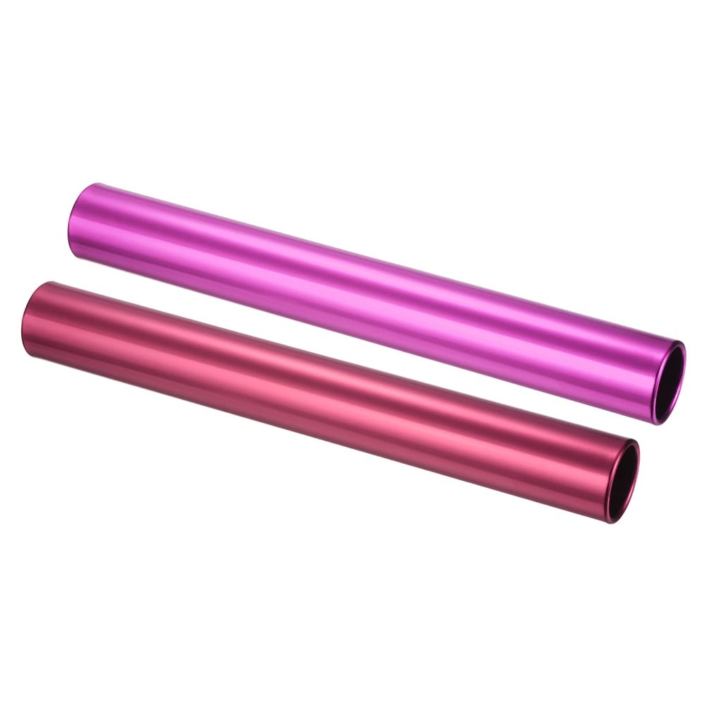 PATIKIL Relay Track Batons Set, 2 Pack Aluminum Alloy Tube Field Running Race Stick for Outdoor Athletics Sport Game Tool (Pink, Red)