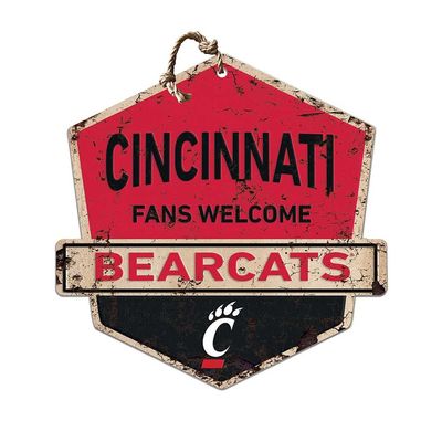 KH Sports Fan Cincinnati Bearcats Fans Welcome Badge Sign, 20x20 Inches, Bearcats Decor for Dorm Room, Bedroom, Fan Cave, Living Room; Display Your Team Spirit with This Unique Cincinnati Bearcats Wall Art