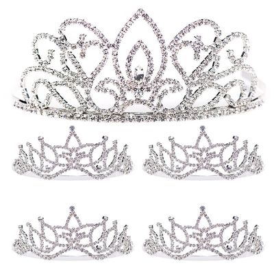 Anderson's Adela Queen & Amara Princess Tiara Set, 5-Piece Silver Metal Crown Collection with Sparkling Clear Rhinestones, Adjustable Fit & Comfort Combs, Perfect for Prom, Homecoming, Weddings, Pageants, Quinceaeras, and Coronation Events