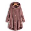 NOKMOPO Winter Coats For Women Fashion Casual Plus Size Button Plush Top Hooded Panel Loose Cardigan Cozy Wool Warm Coat Winter Long Jacket Tops(H-Pink,Large) view 2