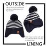 JANGANNSA Knitted Baby Hat Scarf Set Winter Warm Boys Girls Beanie Fleece Lining Toddler Kids Hats with Pompom(Striped Navy(Hat+Scarf),S) view 2