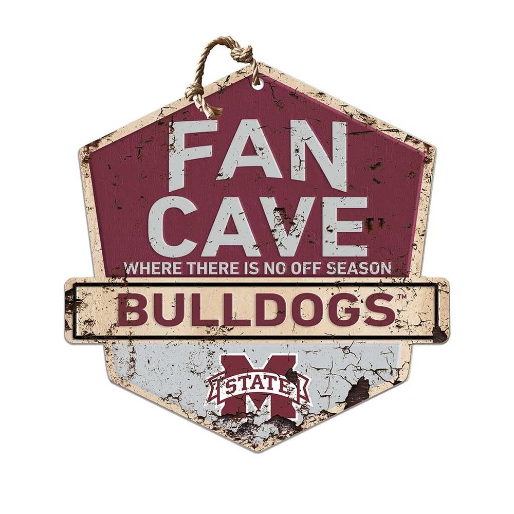 KH Sports Fan Mississippi State Bulldogs Fan Cave Badge Sign, 20x20 Inches, Bulldogs Decor for Dorm Room, Bedroom, Fan Cave, Living Room; Display Your Team Spirit with This Unique Mississippi State Bulldogs Wall Art