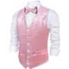 Barry.Wang Mens Shiny Vest V-neck Silm Fit Suit Waistcoat Bowtie Set Party Prom Tuxedo Formal Casual view 1