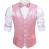 Barry.Wang Mens Shiny Vest V-neck Silm Fit Suit Waistcoat Bowtie Set Party Prom Tuxedo Formal Casual view 2