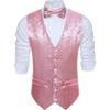 Barry.Wang Mens Shiny Vest V-neck Silm Fit Suit Waistcoat Bowtie Set Party Prom Tuxedo Formal Casual view 3