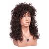 FantaLook 70 80s Long Curly Dark Brown Cosplay Wig with Necklace Headband and Mater Bracelet for Halloween view 4