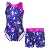 Sxiwei Kids Girls Metallic Sleeveless Gymnastics Leotard Ballet Dance Jumpsuit with Shorts Set Navy Blue 10 Years view 1