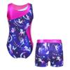 Sxiwei Kids Girls Metallic Sleeveless Gymnastics Leotard Ballet Dance Jumpsuit with Shorts Set Navy Blue 10 Years view 2