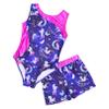 Sxiwei Kids Girls Metallic Sleeveless Gymnastics Leotard Ballet Dance Jumpsuit with Shorts Set Navy Blue 10 Years view 3