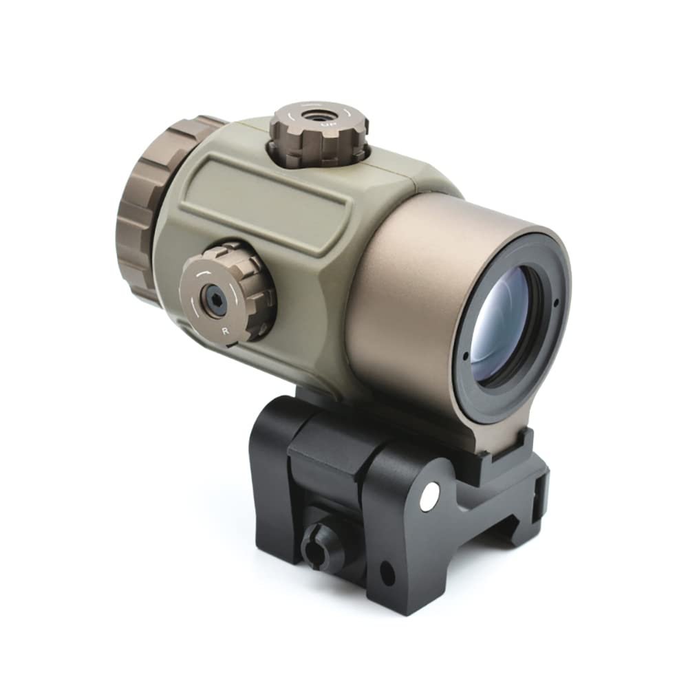 G43 3X Micro Magnifying Glass, 3X Magnifier, with Switch to Side Quick Detachable QD Mount, for Hunting (Sand)