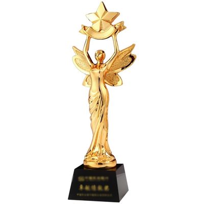 Award Trophies Elegant Ladies Custom Trophies, Statue of Honor for Mom, Electroplated Metal Texture Resin Trophy, Campus Sports Team Award, Free Lettering (Color : Gold Color, Size : 29cm)