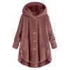 NOKMOPO Winter Coats For Women Fashion Casual Plus Size Button Plush Top Hooded Panel Loose Cardigan Cozy Wool Warm Coat Winter Long Jacket Tops(B-Pink,Small) view 1
